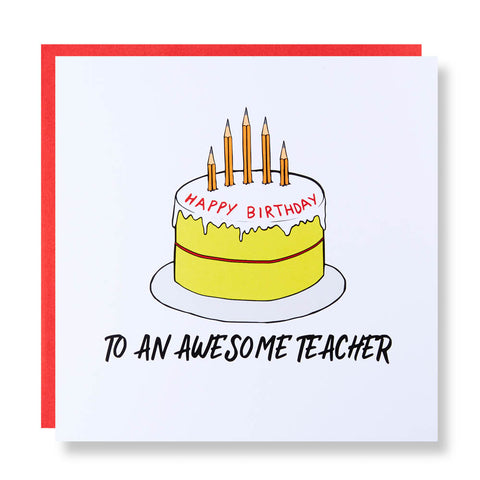 Happy Birthday Card - Cake with Pencil