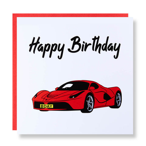 Happy Birthday Card - Red Sports Car